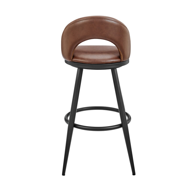 Lottech Swivel Stool in Brushed Stainless Steel with Black Faux Leather