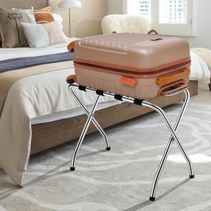 Foldable Luggage Rack with Nylon Belts for Home