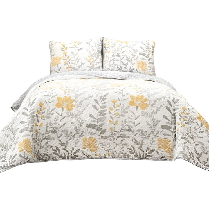 Floral Lightweight Quilt Set – Thin Cotton Polyester Blend Coverlet