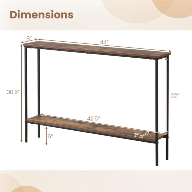 Hivvago 44 Inch Console Table with Shelf with Dual Anti-Tipping Kits