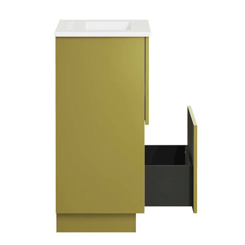 Modway Quantum Modern 18" Bathroom Vanity in White Gold with Ceramic Sink Basin and Storage Drawer image number 6