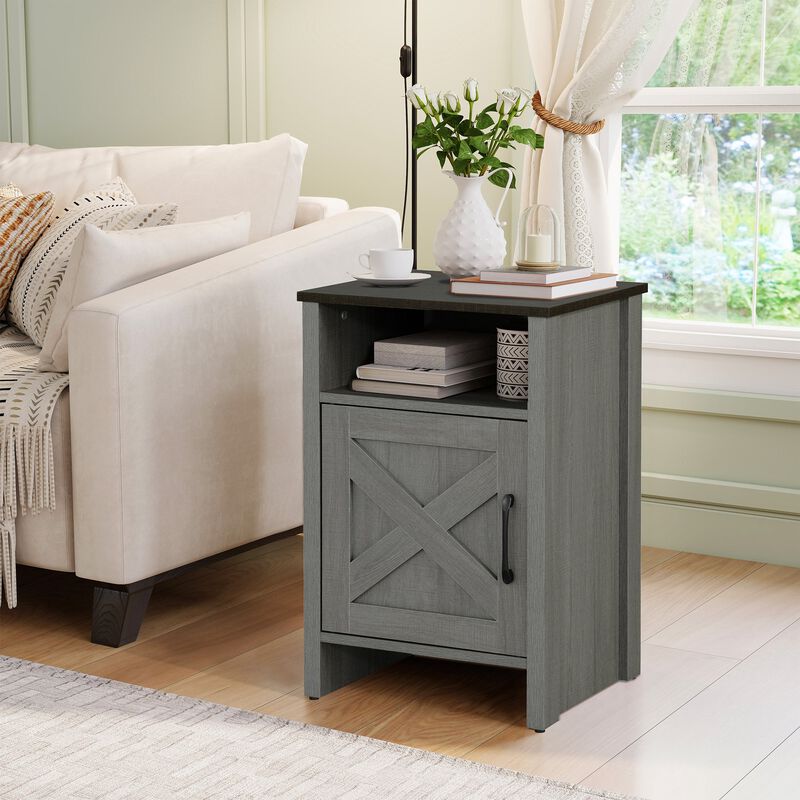 Farmhouse Side Storage Cabinet with Open Shelf Side Tabel for Living Room Bedroom image number 6