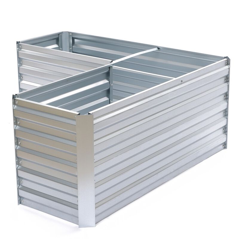 LuxenHome L-Shaped Galvanized Steel Raised Garden Bed