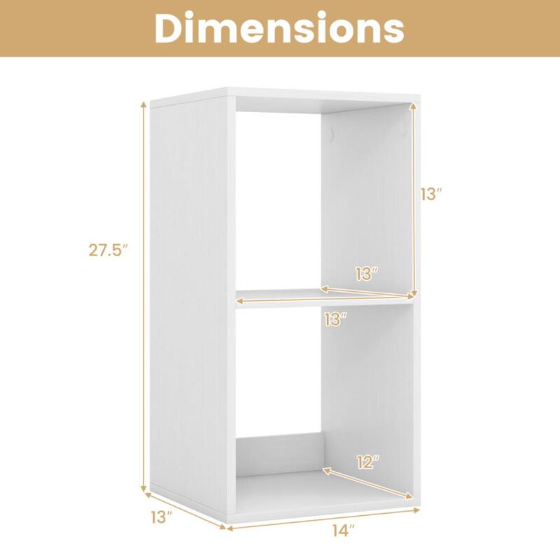 Hivvago 2 Cube Bookshelf with Back Guardrail for Living Room Bedroom