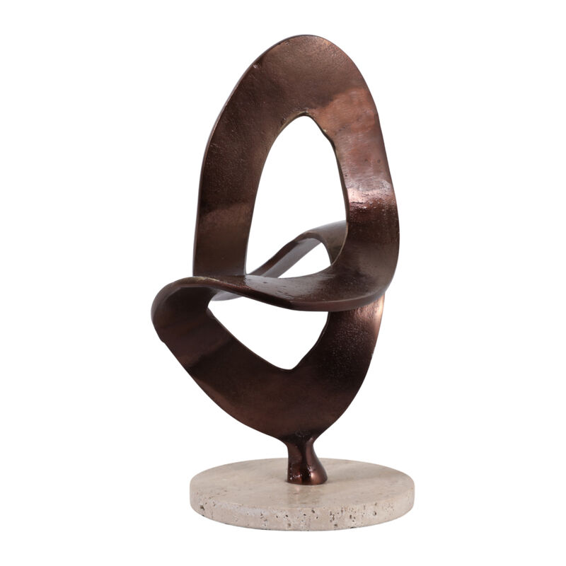 13x11" Swirl Sculpture On Travertine Base, Bronze image number 3