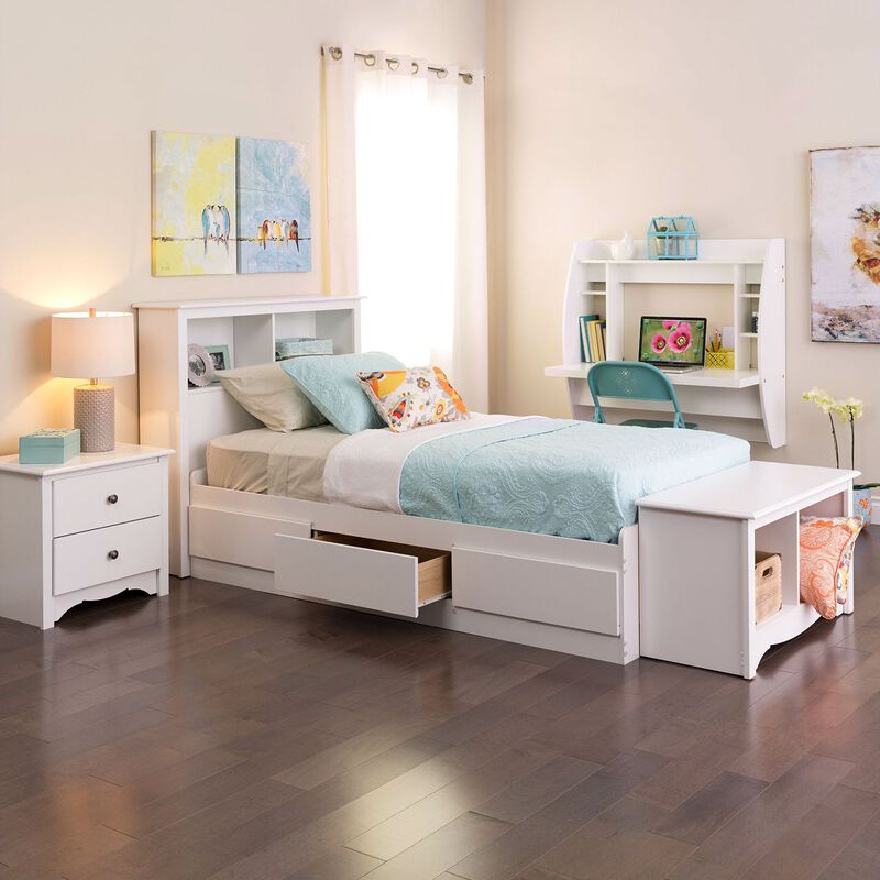 Hivvago White Wall-Mounted Modern Space Saving Laptop Computer Desk