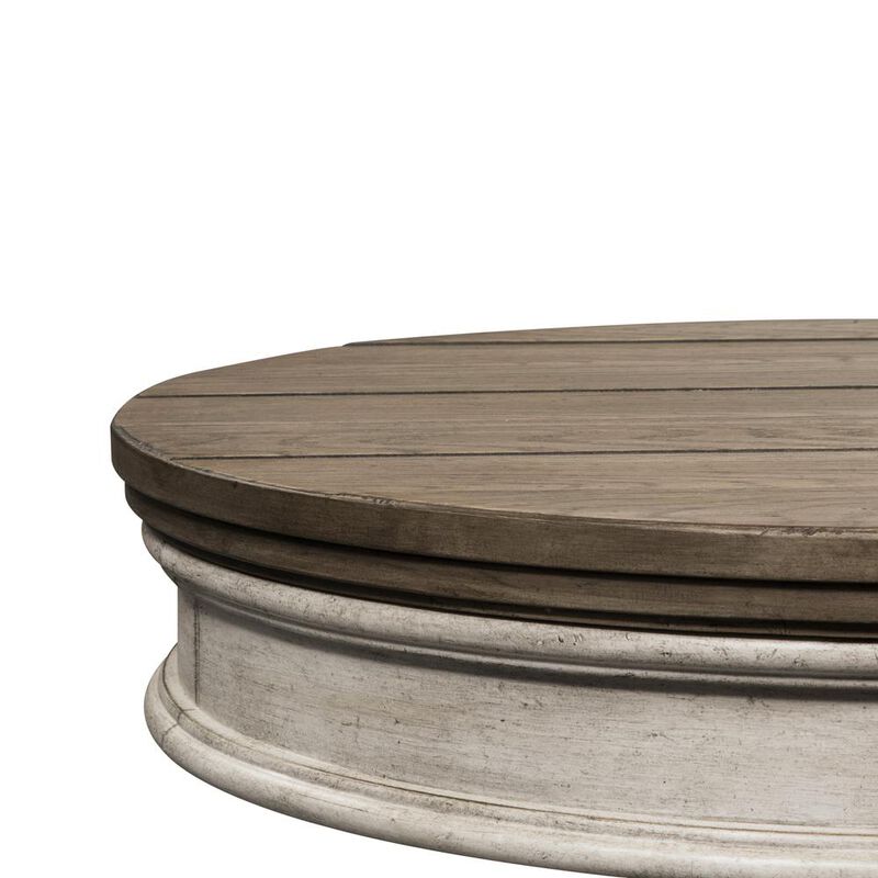 Liberty Furniture Heartland Round Pedestal Chair Side Table in Antique White w/ Tobacco Top image number 5