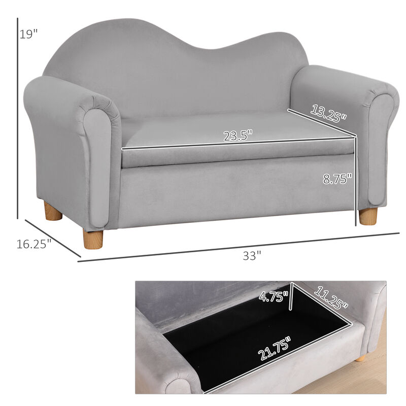 Hivvago Ergonomic Kids Couch with Storage and Comfortable Arms image number 2