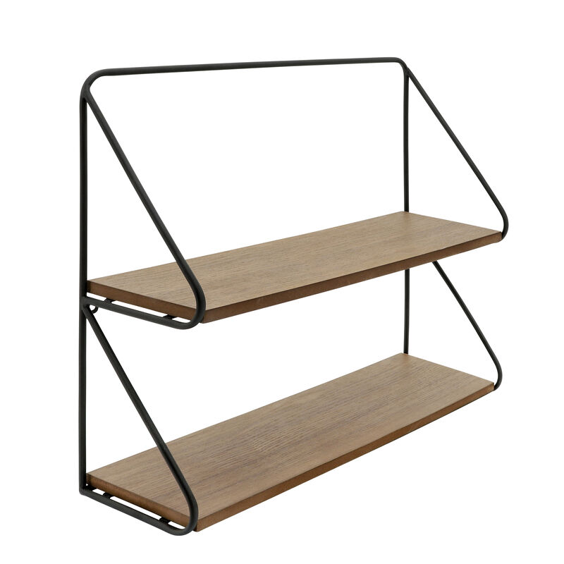 Metal /wood 20" 2 Tier Wall Shelf