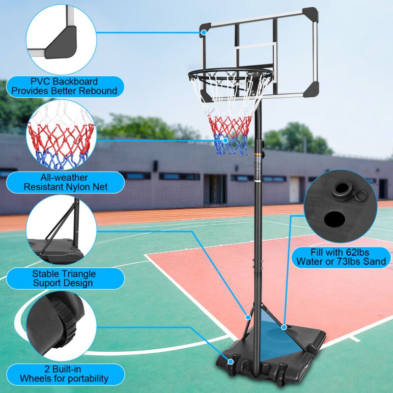 Wolvif 5.6-to-7ft Height Adjustable Portable Basketball Hoop image number 1