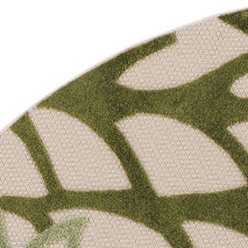 HomeRoots 8' Ivory And Green Round Floral Indoor Outdoor Area Rug image number 2