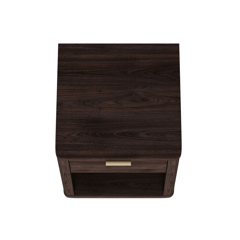Evelyn Narrow 1-Drawer Nightstands in Brown (Set of 2)