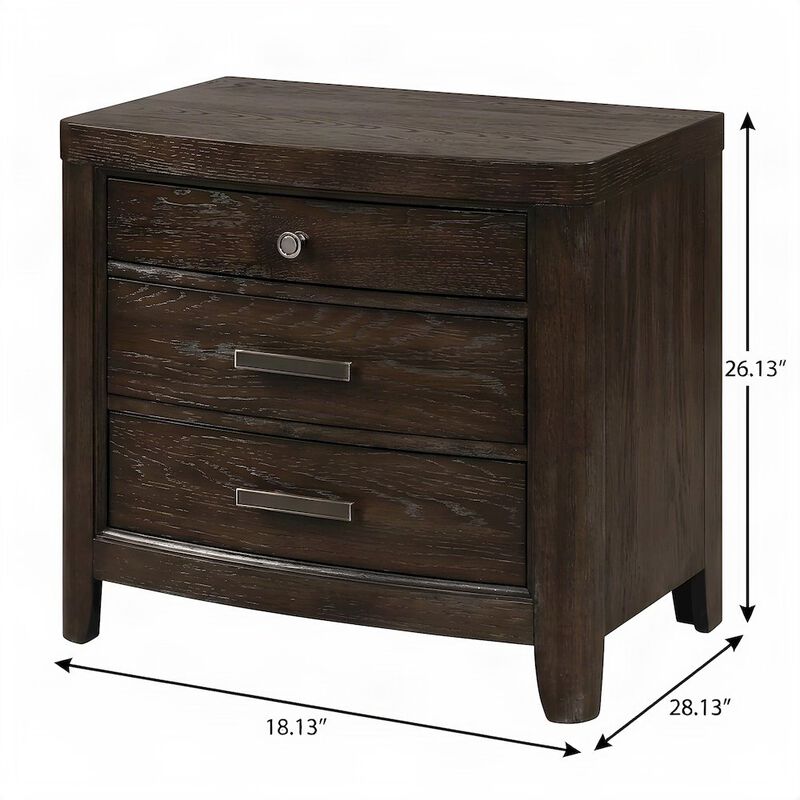 FurniFact Solid Rubberwood Veneer Nightstand with Drawer, Bedside Table image number 2
