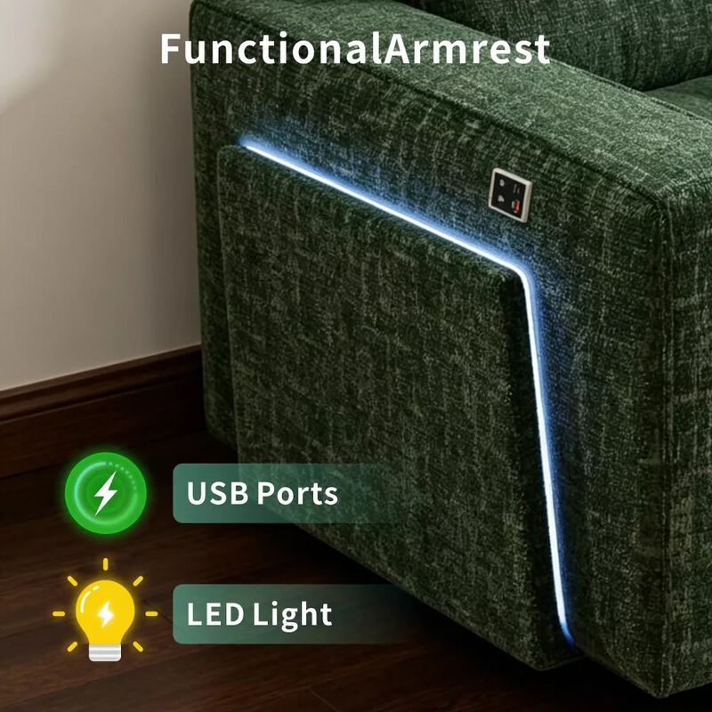 102" 8-Seat U-Shaped Modular Sectional Sleeper Sofa with Pull Out Bed, Chenille Reclining Backrests image number 5