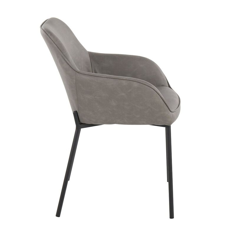 LumiSource Black Steel, Grey PU Daniella Dining Chair - Set of 2