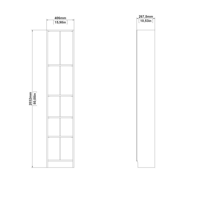 Tvilum Element Tall Narrow 5 Shelf Bookcase