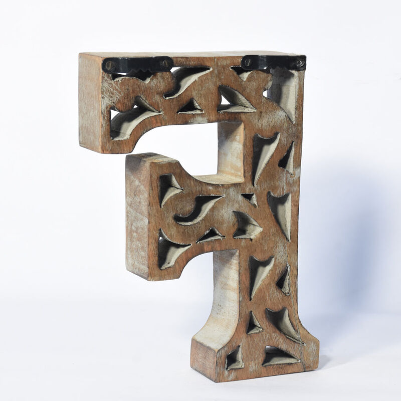Vintage Gray Handmade Eco-Friendly "E" Alphabet Letter Block For Wall Mount & Table Top Décor
