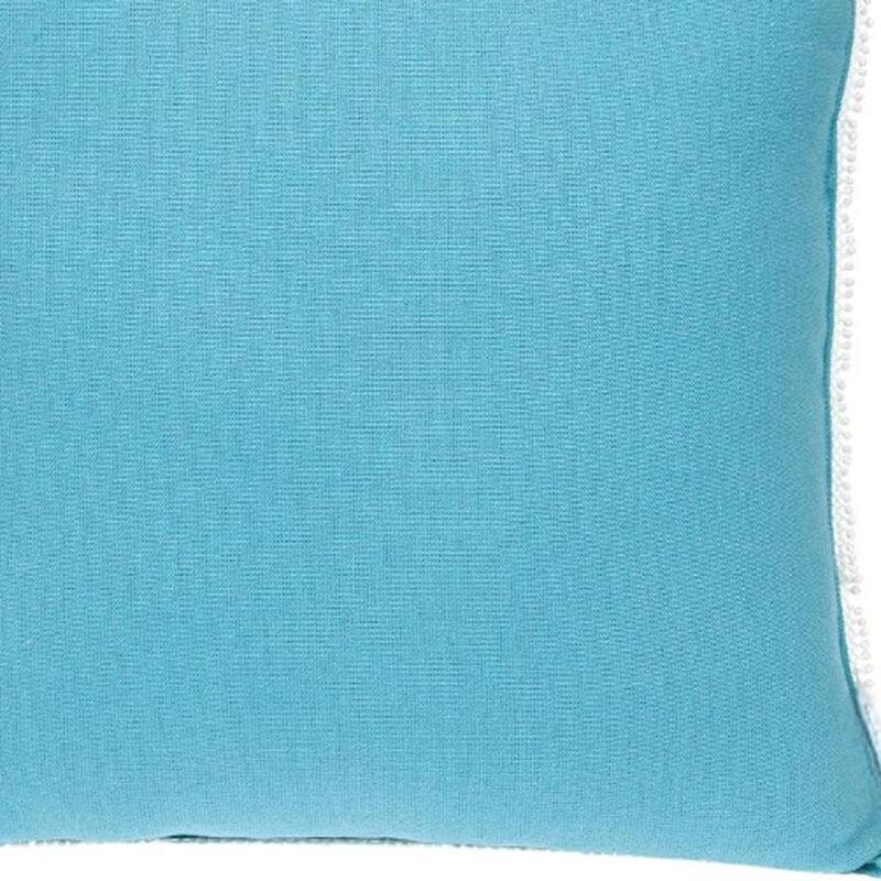 HomeRoots 16" Aqua Cotton Throw Pillow with Scalloped Edges image number 3