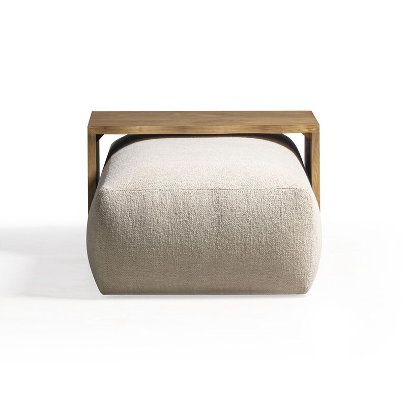 Tov Furniture Spencer Performance Basketweave Ottoman with Bridge Table (Cream) image number 5
