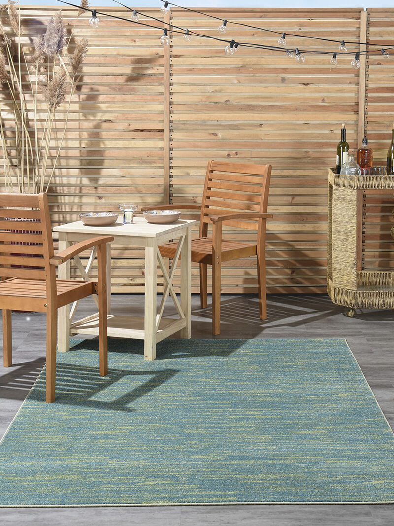 Nourison Essentials NRE01 Blue/Green 5' x 7' Rug image number 1
