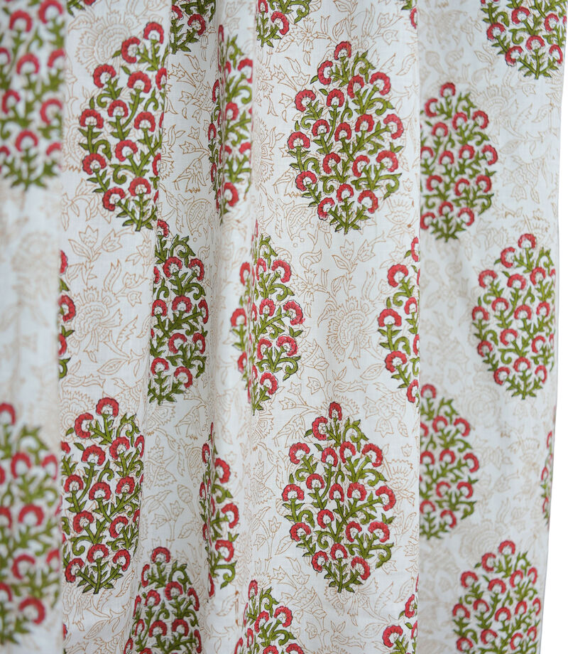 Fabdivine Floral Block Print 42x102 Inch Curtain Semi Sheer Linen Fabric for Farmhouse Living Room D&eacute;cor, Gudhal image number 3
