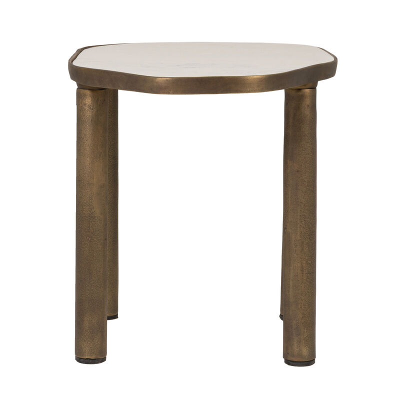 Abstract Shaped Marble End Table with Metal Legs image number 3