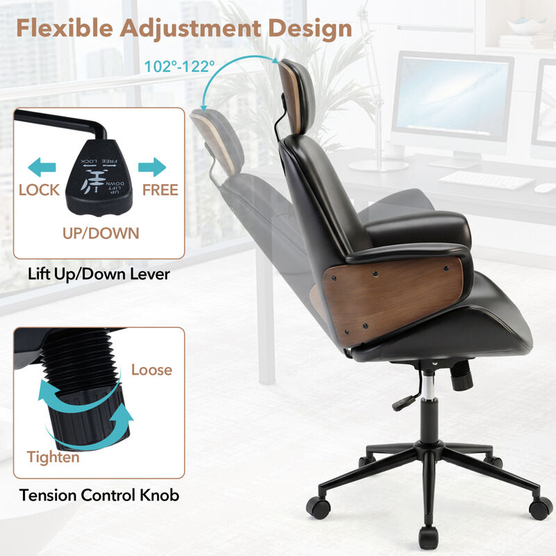 Ergonomic Office Chair with Headrest and Adjustable Height for Home Office image number 4