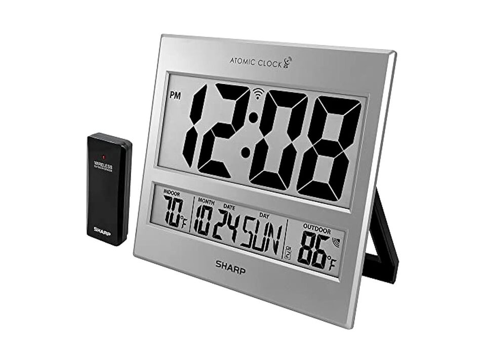 Sharp Atomic Accuracy Never Needs Wall Clock 3 Inch Outdoor Easy Read Silver
