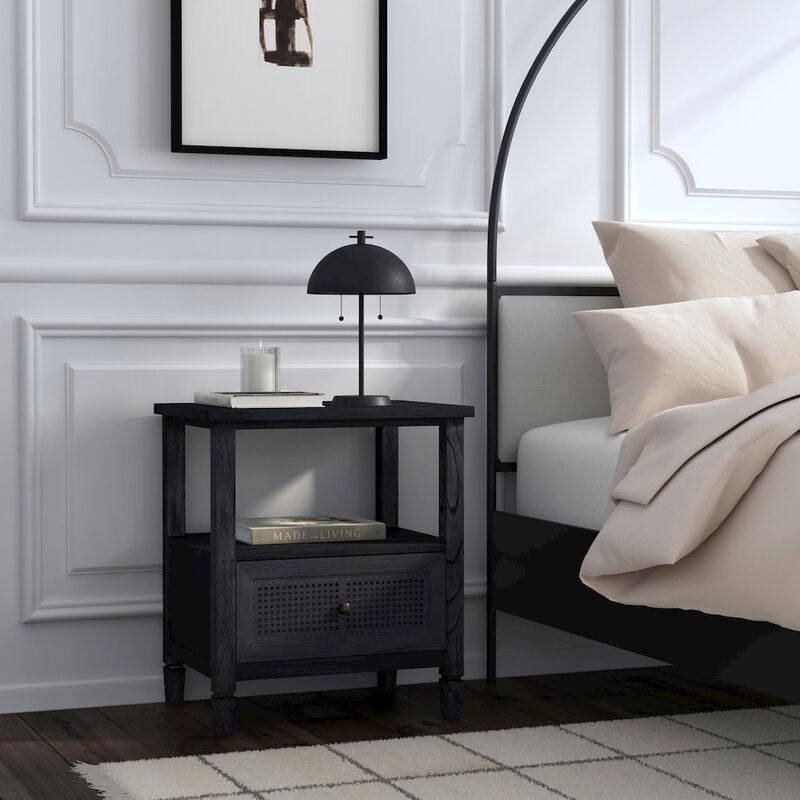 Butler Specialty Flagstaff 1-Drawer Cane Nightstand, Black