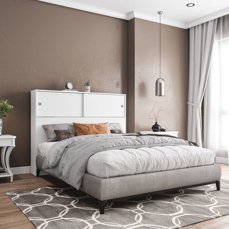 Polifurniture Victoria Full Size Storage Headboard, White