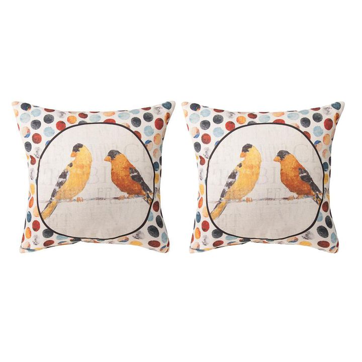 Pair Of Usual Suspects Yellow Birds On Wire 18in Decorative Throw Pillows