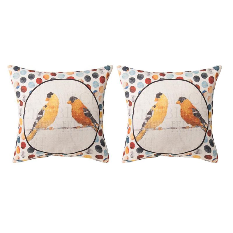 Pair Of Usual Suspects Yellow Birds On Wire 18in Decorative Throw Pillows image number 0