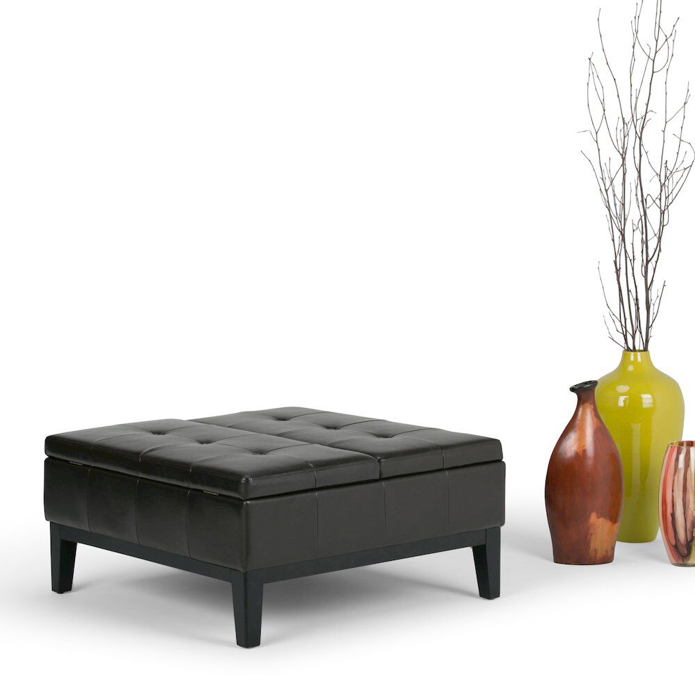 Simpli Home Dover Square Coffee Table Storage Ottoman - Thumbnail 2