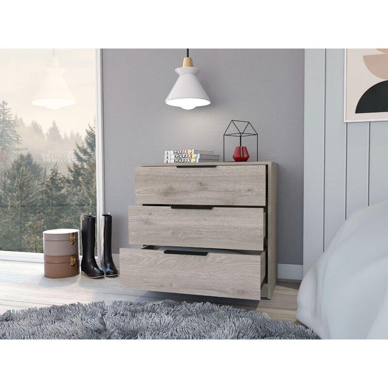 DEPOT E-SHOP Egeo 3 Drawers Dresser, Countertop, Three Drawers, Light Grey, For Bedrom