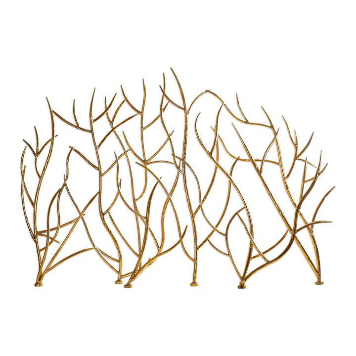 Gold Branches Decorative Fireplace Screen