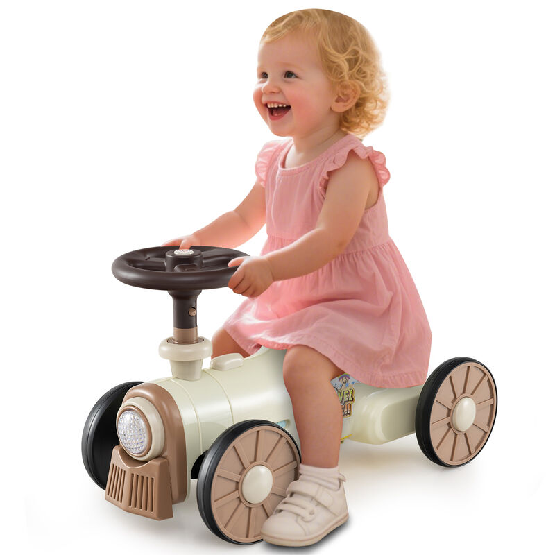 Toddler Ride-On Toy with Steering Wheel and Push-Button Train Whistle image number 4