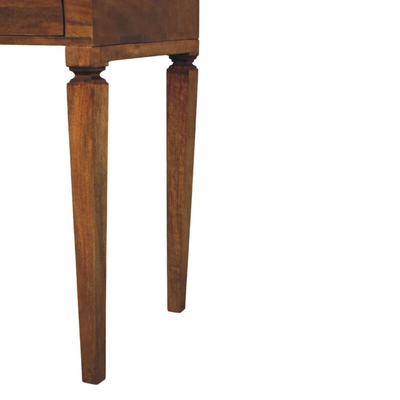 Artisan Furniture Solid Wood Curved Open Shelf Writing Desk , Brown image number 7