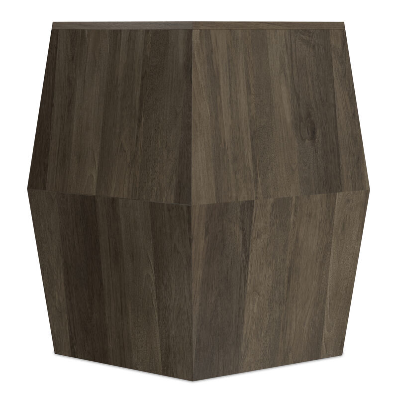 Terry SOLID MANGO WOOD 16 inch Wide Irregular Contemporary Side Table in Ash Grey, Fully Assembled