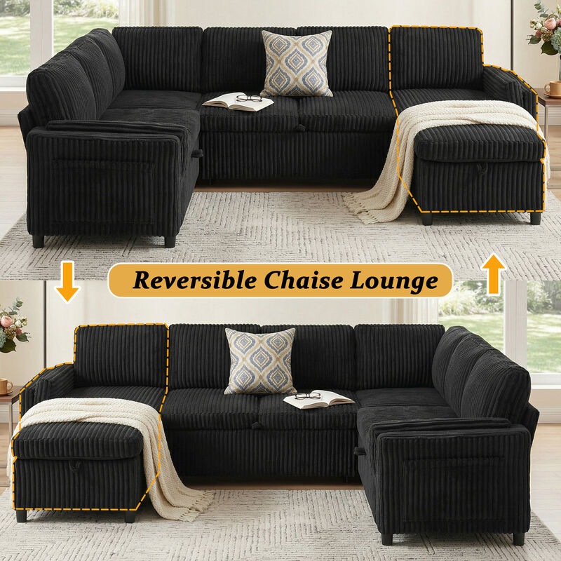 111" U-Shaped Convertible Sectional Sofa Bed image number 7