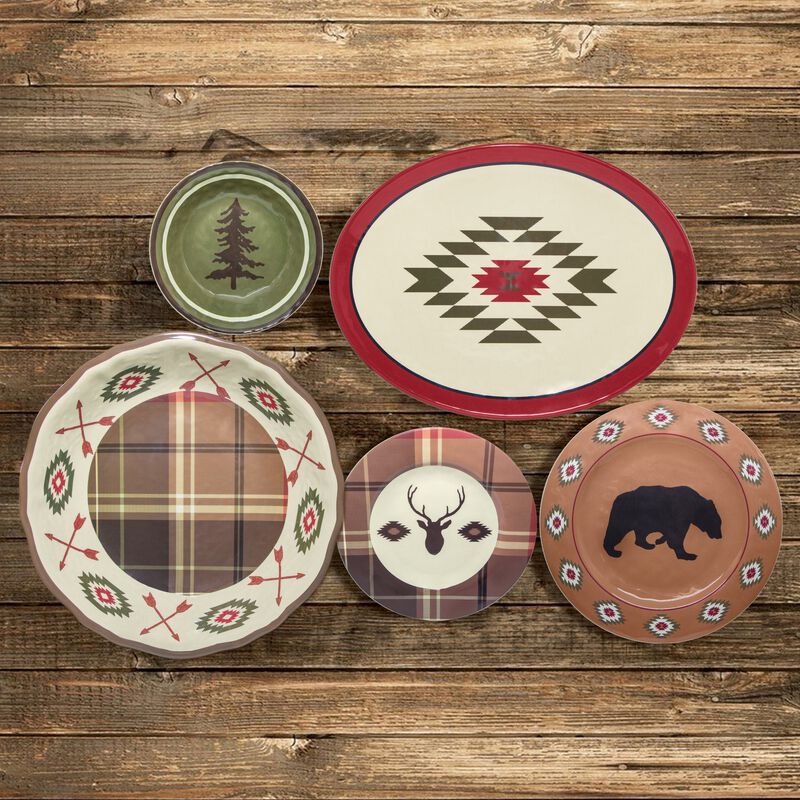 Aztec Bear 14-Piece Melamine Dinnerware Set image number 0