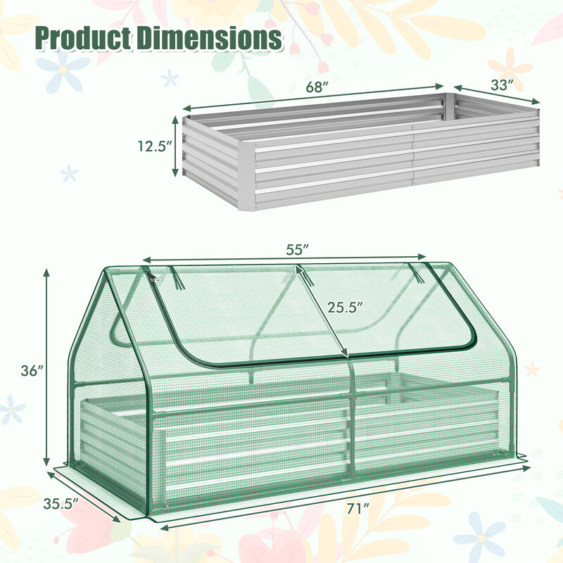 Galvanized Raised Garden Bed with Greenhouse for Year-Round Plant Growth