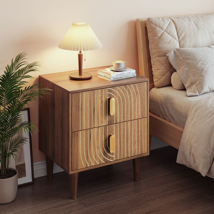Tabwel Mid‑Century Modern Walnut Nightstand