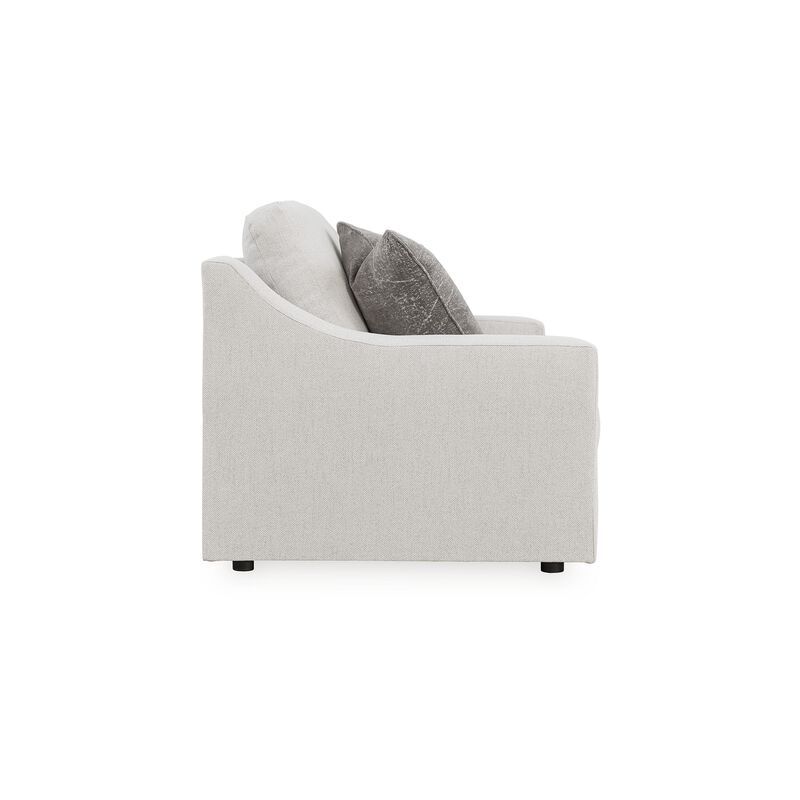 Maite Loveseat, Modern Chalk Gray Polyester, 2 Throw Pillows, 62 Inch - Benzara