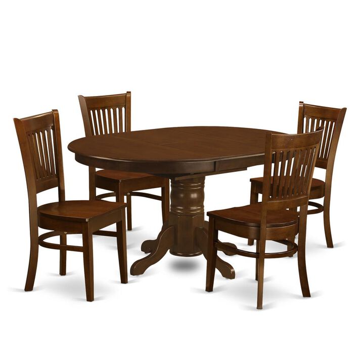 5 Pc set Kenley Dining Table with a Leaf and 4 Wood Kitchen Chairs