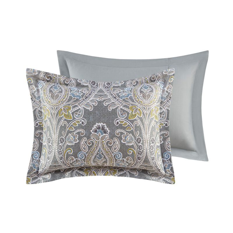Gracie Mills Brant 6-Piece Damask Cotton Sateen Comforter Set