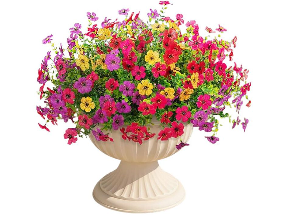 12 Bundle Colorful Artificial Eucalyptus Flowers UV Resistant Outdoor Garden