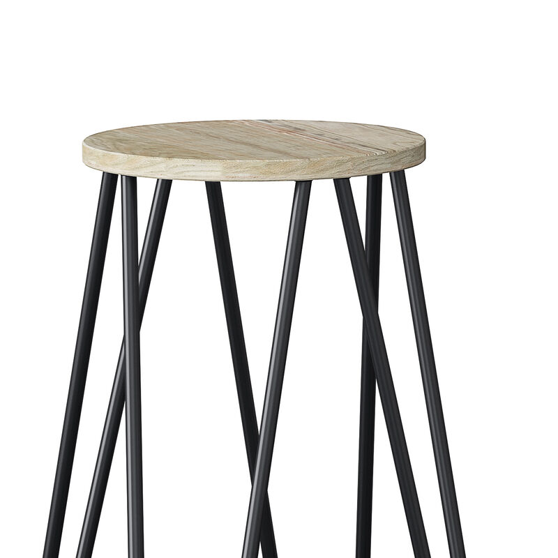 Simeon 30 inch Metal Bar Stool with Wood Seat
