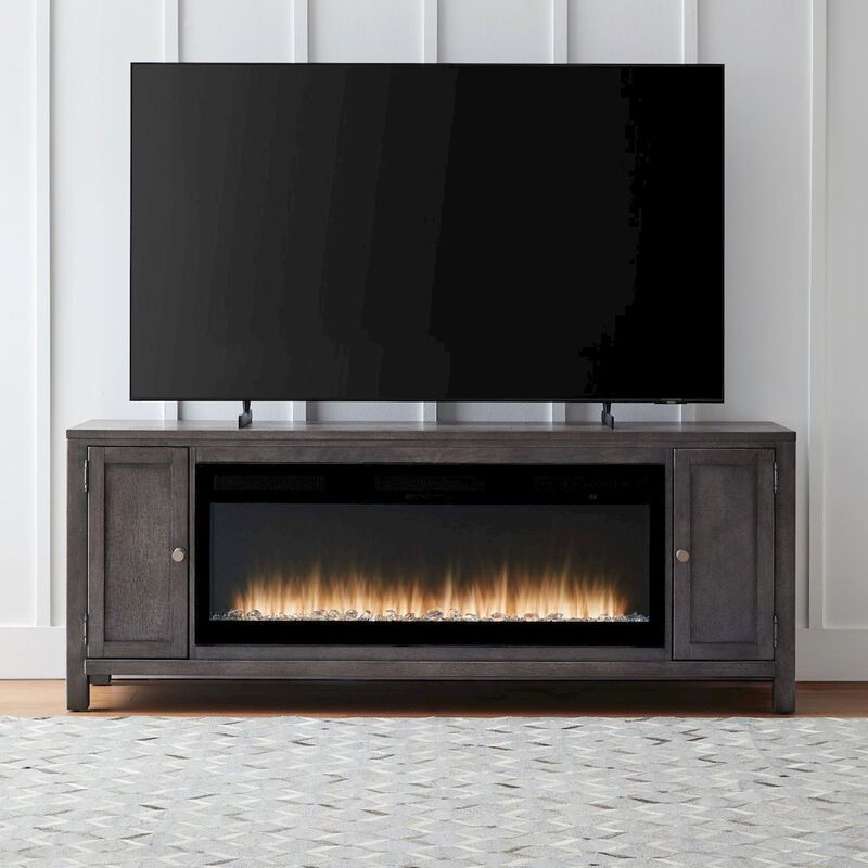 Liberty Furniture Heated LED Fireplace TV Consoles 78 Inch - Dusty Charcoal with Heavy Distressing image number 7