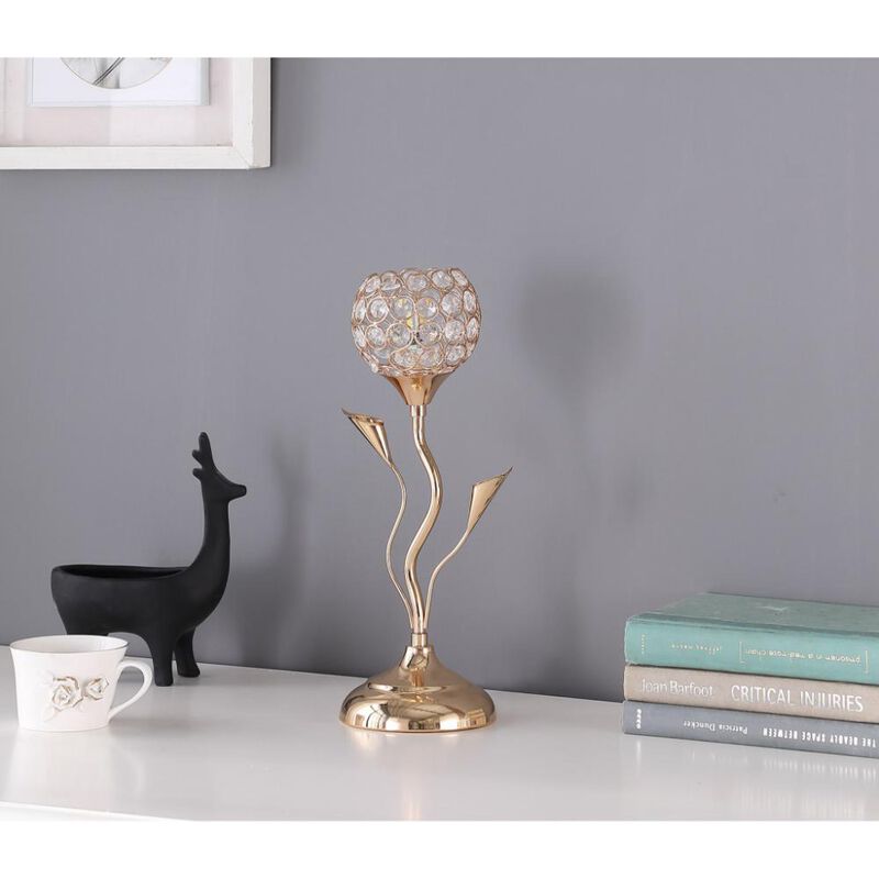 Hivvago 14" Gold Bedside Table Lamp With Clear Novelty Shade