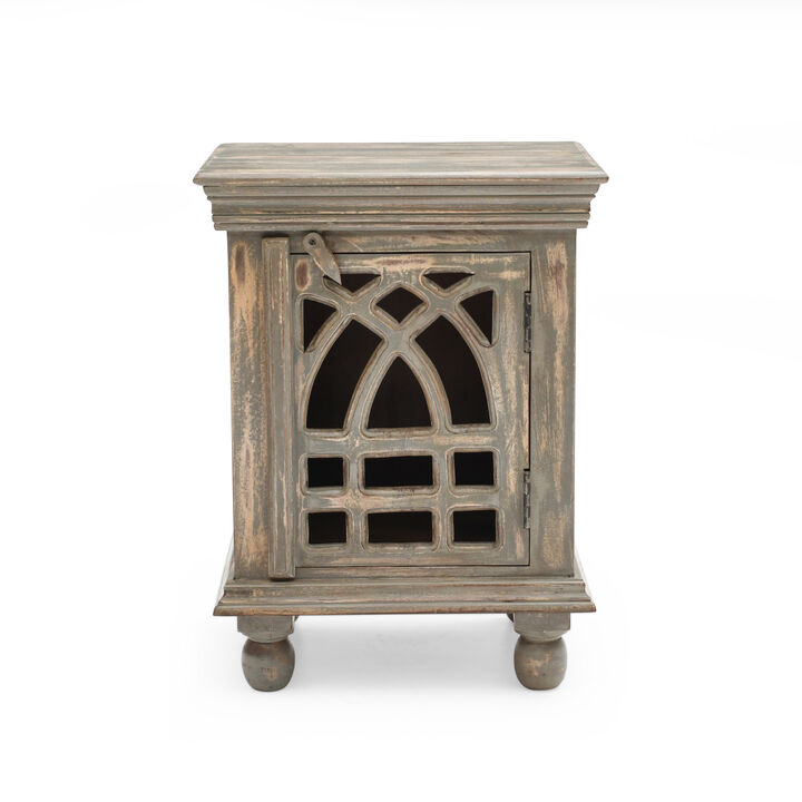 Merax Antique Grey Solid Mango Wood Nightstand